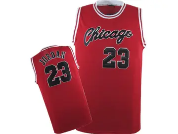 Chicago Bulls Michael Jordan Crabbed Typeface Throwback Jersey - Men's Authentic Red