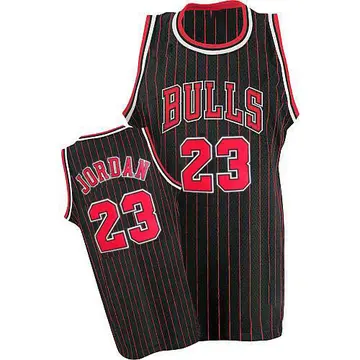 Chicago Bulls Michael Jordan Strip Throwback Jersey - Men's Swingman Black/Red